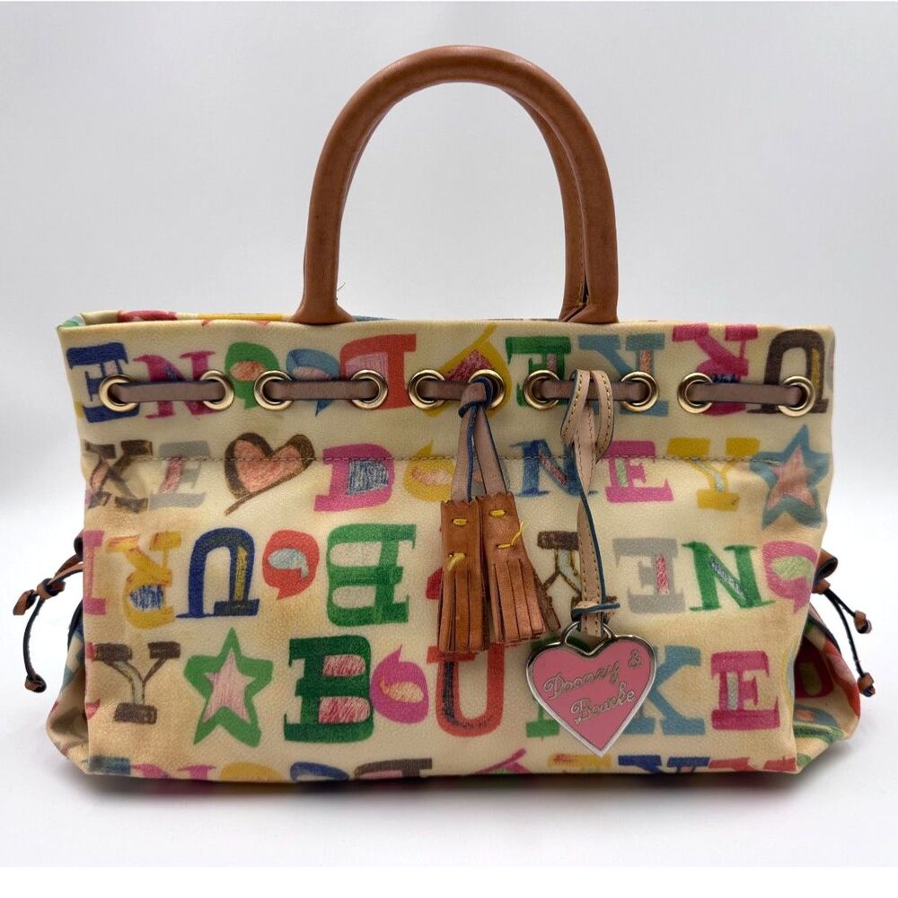 Dooney And Bourke Graffiti Spell Out Purse Coated Canvas Y2K with Strap
